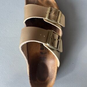 Birkenstock Brown Sandals with Gold Buckle